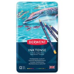 Derwent Inktense mustevärikynät 12kpl metallirasiassa