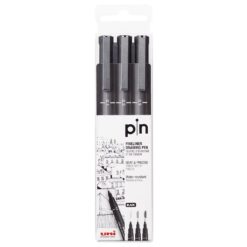 Uni Pin kuitukärkikynä 3kpl musta 0,1/0,3/0,5