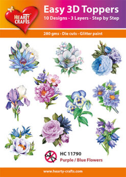 Hearty Crafts Easy 3D Toppers – 3D-paketti Siniset kukat