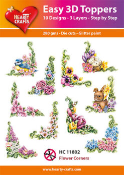 Hearty Crafts Easy 3D Toppers – 3D-paketti Kukkakulmat