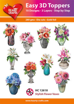 Hearty Crafts Easy 3D Toppers – 3D-paketti Tyylikkäät kukkamaljakot