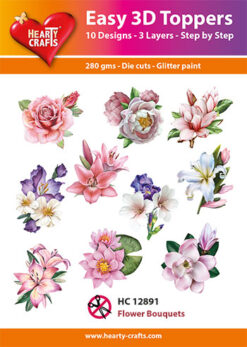 Hearty Crafts Easy 3D Toppers – 3D-paketti Vaaleanpunaiset kukat
