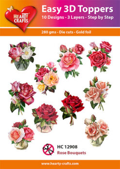 Hearty Crafts Easy 3D Toppers – 3D-paketti Punaiset ruusut