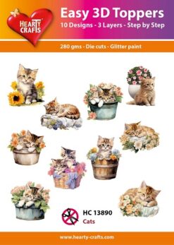 Hearty Crafts Easy 3D Toppers – 3D-paketti Suloiset kissat