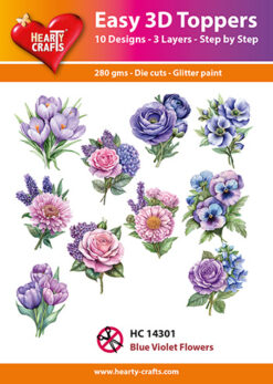Hearty Crafts Easy 3D Toppers – 3D-paketti Siniset ja violetit kukat