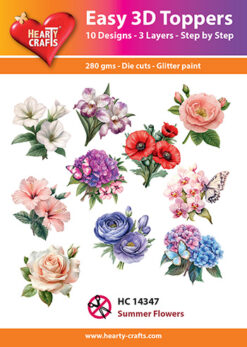Hearty Crafts Easy 3D Toppers – 3D-paketti Hempeät kesäkukat