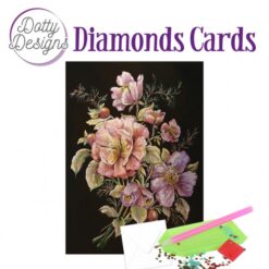Timanttimaalauskortti Dotty Design Roses in black 10x15cm