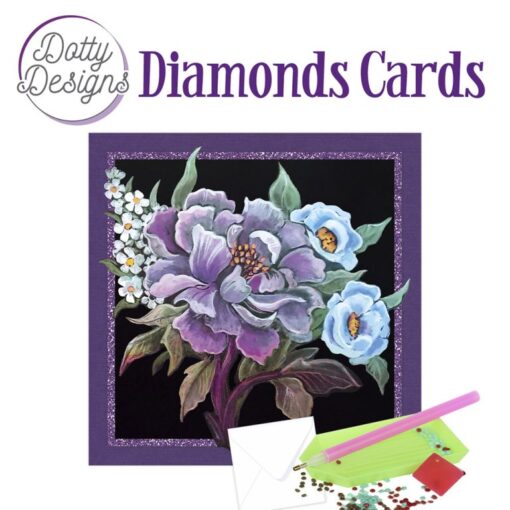 Timanttimaalauskortti Dotty Designs Purple Peonie 15x15cm