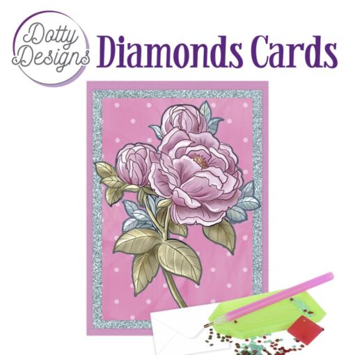 Timanttimaalauskortti Dotty Design Pink Peony 10x15cm