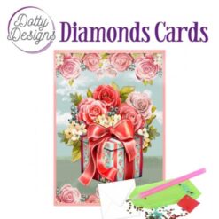 Timanttimaalauskortti Dotty Design Roses and gift 10x15cm