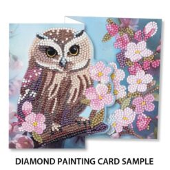 Timanttimaalauskortti Hearty Crafts Pöllö ja kukat siksak 16x16cm