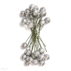Hopeanväriset glittermarjat 1,2cm 24kpl