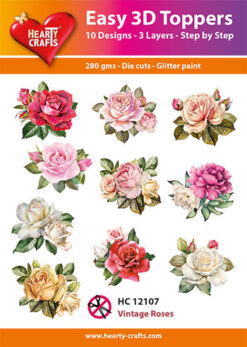 Hearty Crafts Easy 3D Toppers – 3D-paketti Vintage ruusut