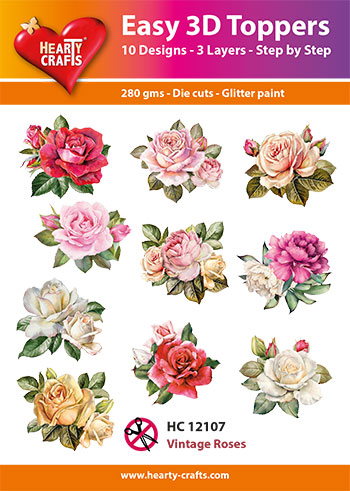 Hearty Crafts Easy 3D Toppers – 3D-paketti Vintage ruusut