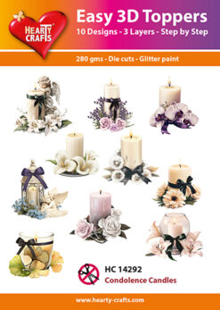 Hearty Crafts Easy 3D Toppers 3D-paketti Osanotto vaaleat kynttilät